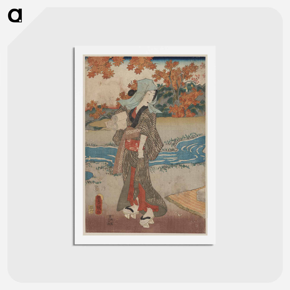 アートポストカード-Momiji to Onna
 - 歌川 国貞 Postcard.