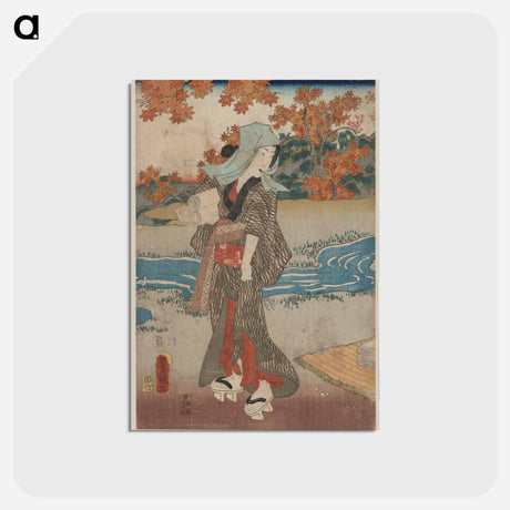 アートポストカード-Momiji to Onna
 - 歌川 国貞 Postcard.