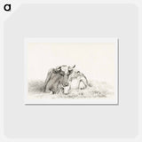 アートポストカード-Lying cow - ジャン ベルナール Postcard.