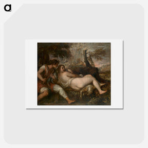 アートポストカード-Shepherd and Nymph - ティツィアーノ ヴェチェッリオ Postcard.