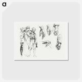 アートポストカード-Studies for "Gassed" by John Singer Sargent - ジョン シンガー サージェント Postcard.