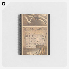 アートメモ帳-Kalenderblad voor januari 1912 met drie meeuwen boven zee - テオ ヴァン ホイテマ Memo.