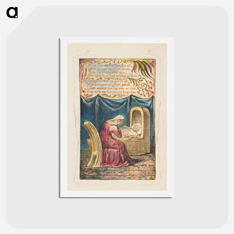 アートポストカード-Songs of Innocence and of Experience: Cradle Song (second plate): Wept for me for thee for all - ウィリアム ブレイク Postcard.