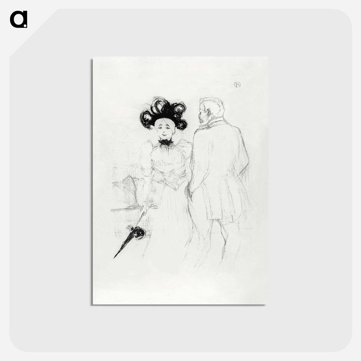 アートポストカード-Yahne and Antoine, in L’Age Difficile - アンリ ド トゥールーズ ロートレック Postcard.