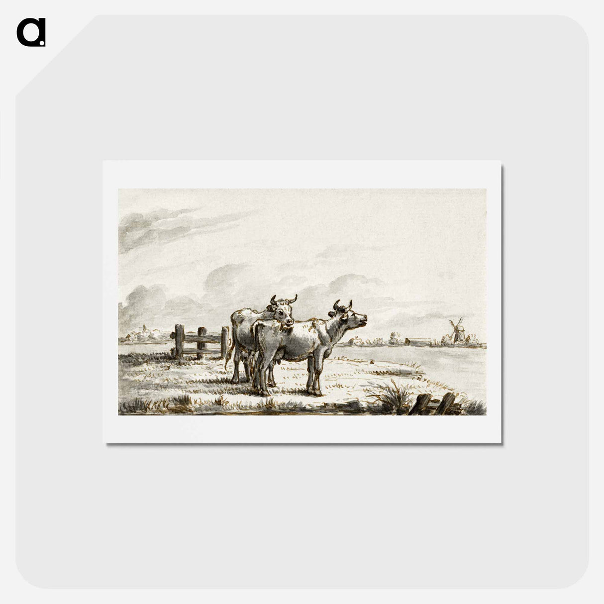アートポストカード-Two cows in the pasture - ジャン ベルナール Postcard.