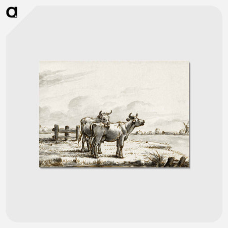 アートポストカード-Two cows in the pasture - ジャン ベルナール Postcard.