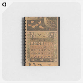 アートメモ帳-Kalenderblad voor mei 1913 met een eend met kuikens en ganzen - テオ ヴァン ホイテマ Memo.