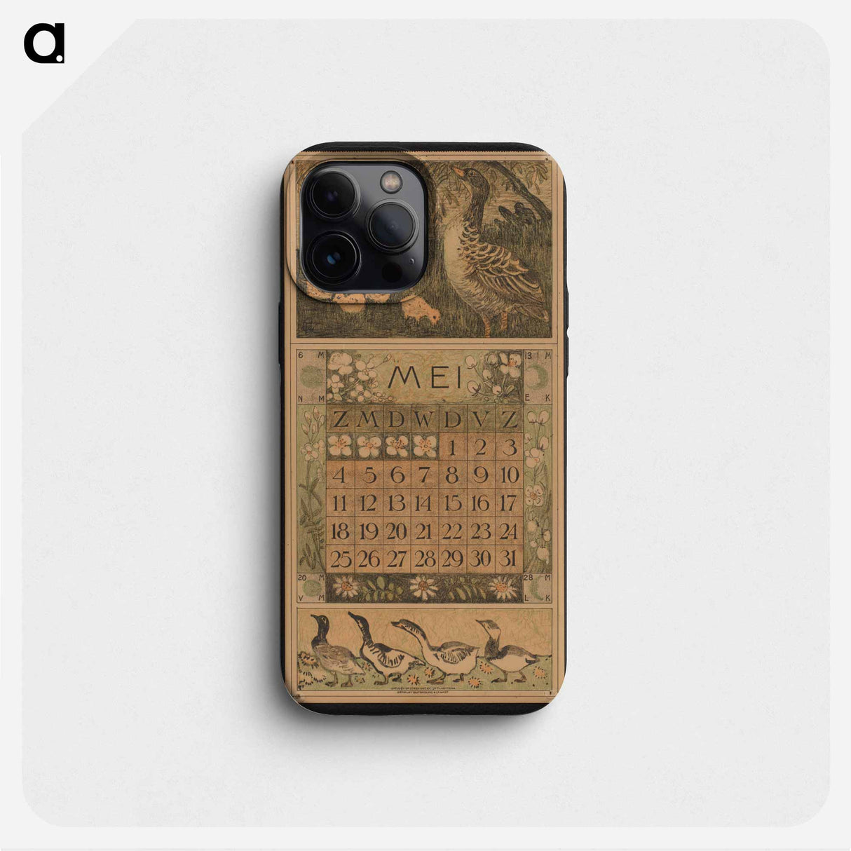 Kalenderblad voor mei 1913 met een eend met kuikens en ganzen - テオ ファン ホイテマ Phone Case.