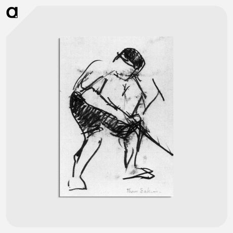 アートポストカード-Drawing of a Workman - トーマス エイキンズ Postcard.
