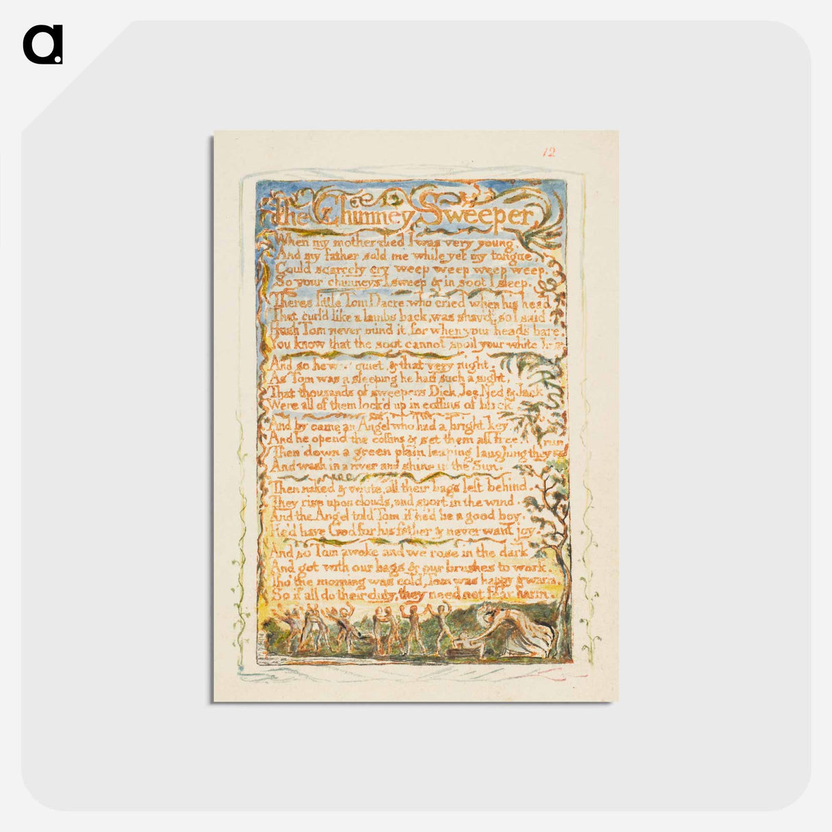 アートポストカード-Songs of Innocence and of Experience: The Chimney Sweeper - ウィリアム ブレイク Postcard.