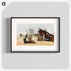 アートポスター-Beach Scene, Cullercoats - ウィンスロー ホーマー Poster.