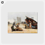 アートポストカード-Beach Scene, Cullercoats - ウィンスロー ホーマー Postcard.
