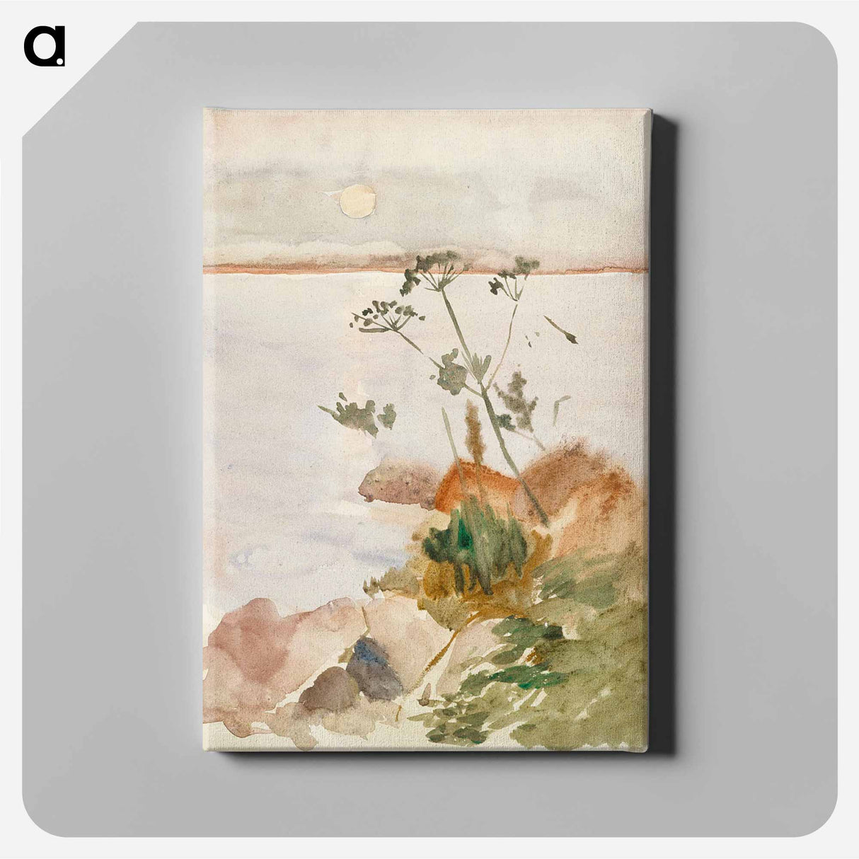 Seashore in the moonlight - アルバート エーデルフェルト Canvas.