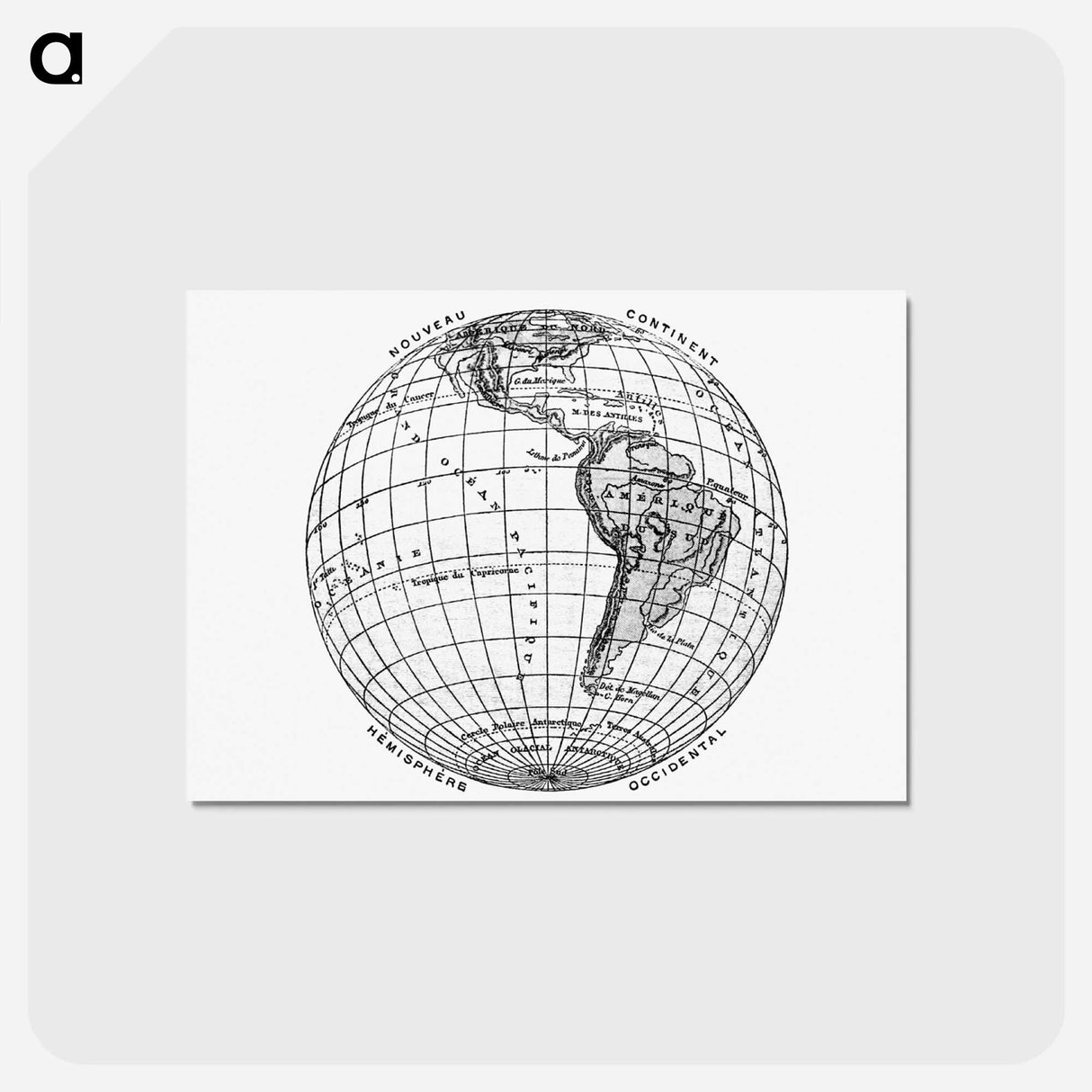 アートポストカード-World atlas from The Practical Teaching of Geography - アンティーク地図 Postcard.