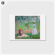 アートポストカード-In the Woods at Giverny, Blanche Hoschedé at Her Easel with Suzanne Hoschedé Reading - クロード モネ Postcard.