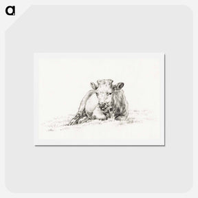アートポストカード-Lying cow - ジャン ベルナール Postcard.
