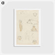 アートポストカード-Sketches of Standing Figures and Animals - ポール ゴーギャン Postcard.