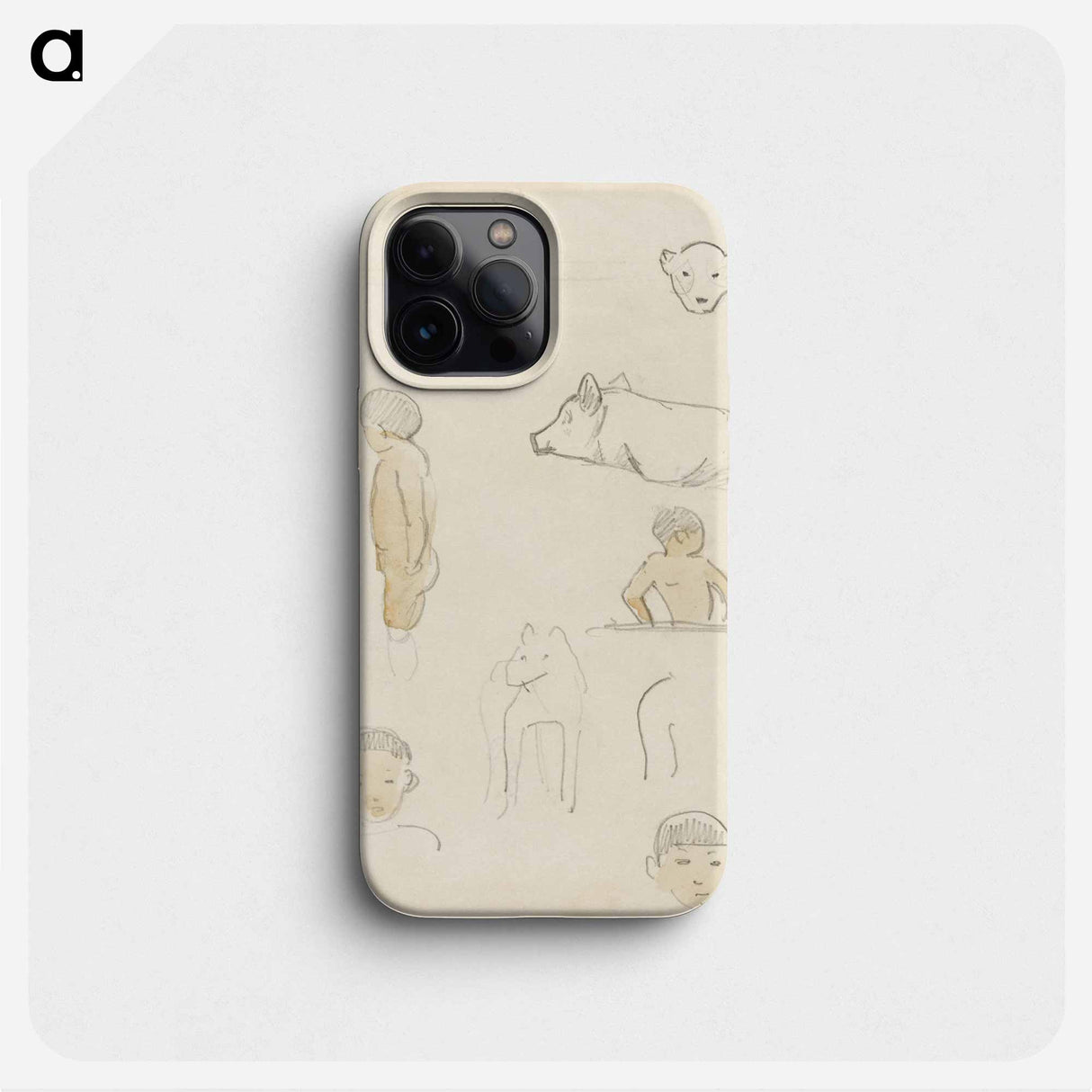 Sketches of Standing Figures and Animals - ポール ゴーギャン Phone Case.