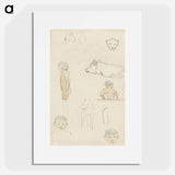 Sketches of Standing Figures and Animals - Paul Gauguin Poster.