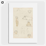 Sketches of Standing Figures and Animals - ポール ゴーギャン Poster.