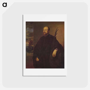 アートポストカード-Portrait of a Painter with a Palm Leaf - ティツィアーノ ヴェチェッリオ Postcard.
