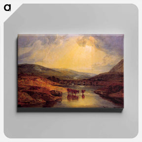 アートパネル-Abergavenny Bridge, Monmountshire -clearing up after a showery day - ウィリアム ターナー Canvas.