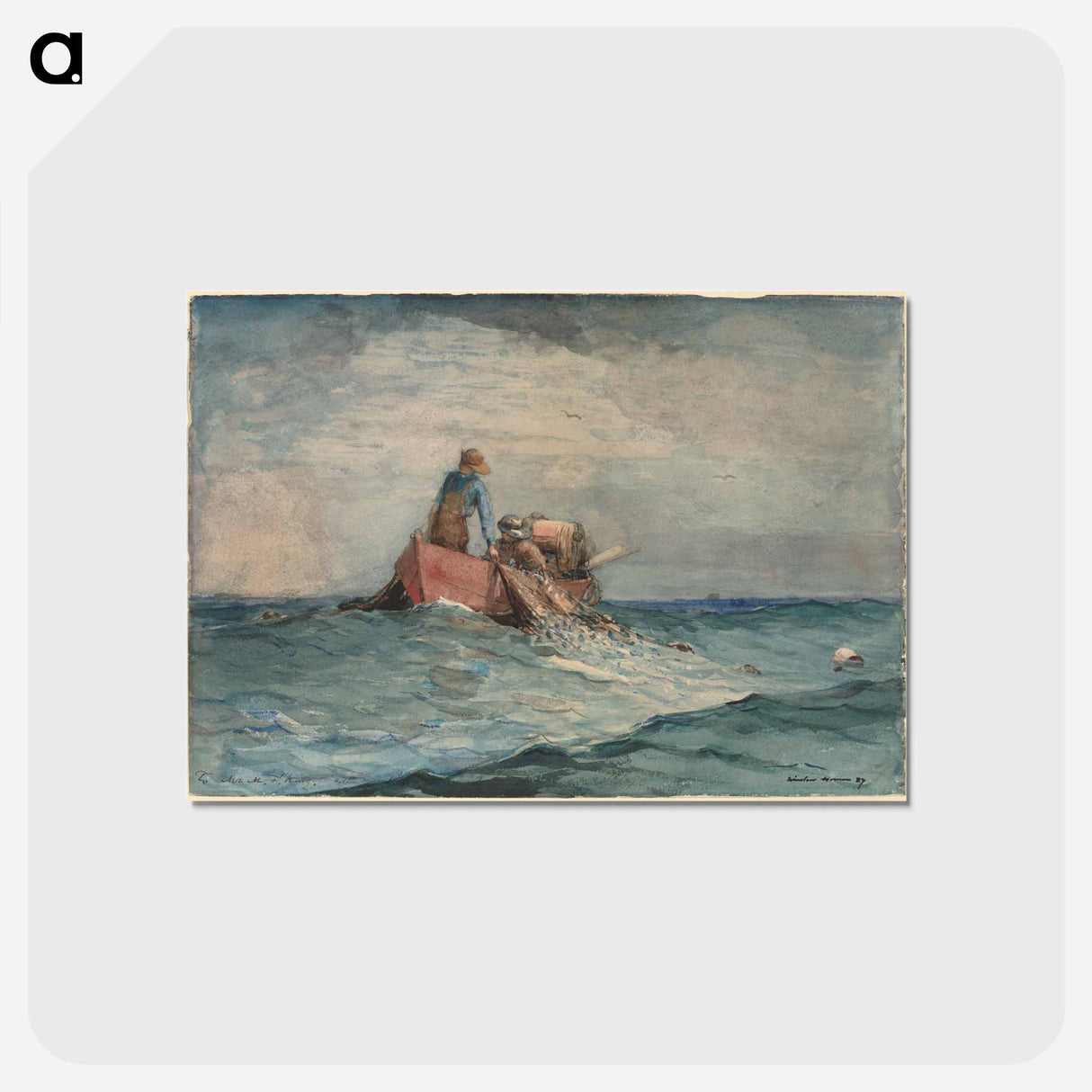 アートポストカード-Hauling in the Nets - ウィンスロー ホーマー Postcard.