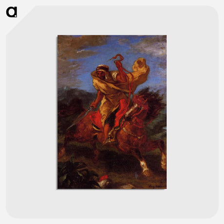 アートポストカード-An Arab Horseman at the Gallop - ウジェーヌ ドラクロワ Postcard.