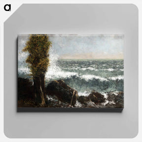 アートパネル-Seascape, the Poplar - ギュスターヴ クールベ Canvas.