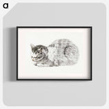 Sketch of a lying cat - Jean Bernard Poster.