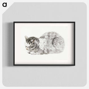 アートポスター-Sketch of a lying cat - ジャン ベルナール Poster.