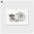アートポストカード-Sketch of a lying cat - ジャン ベルナール Postcard.