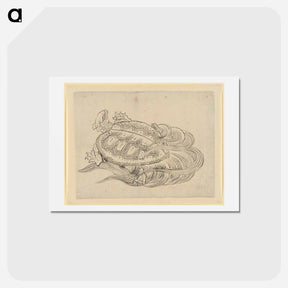 アートポストカード-Sea Turtle (Emblem of Longevity) - 葛飾 北斎 Postcard.