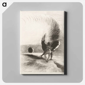 アートパネル-Beneath the Wing of Shadow the Black Creature was Biting Energetically - オディロン ルドン Canvas.