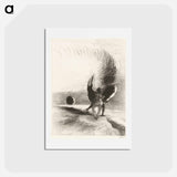 アートポストカード-Beneath the Wing of Shadow the Black Creature was Biting Energetically - オディロン ルドン Postcard.
