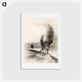 アートポストカード-Beneath the Wing of Shadow the Black Creature was Biting Energetically - オディロン ルドン Postcard.