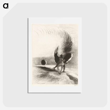 アートポストカード-Beneath the Wing of Shadow the Black Creature was Biting Energetically - オディロン ルドン Postcard.