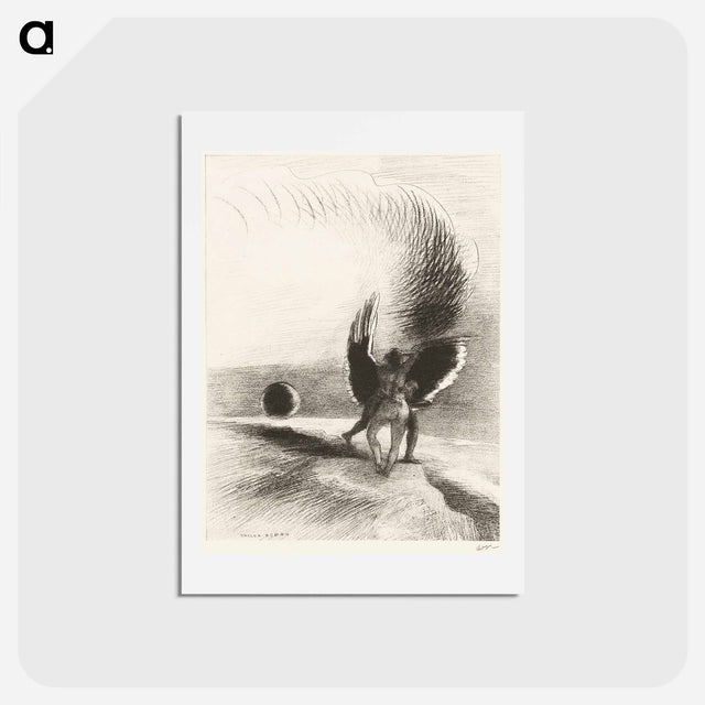 アートポストカード-Beneath the Wing of Shadow the Black Creature was Biting Energetically - オディロン ルドン Postcard.