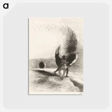 アートポストカード-Beneath the Wing of Shadow the Black Creature was Biting Energetically - オディロン ルドン Postcard.