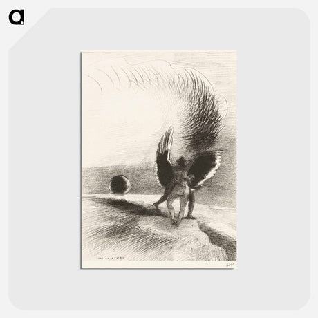 アートポストカード-Beneath the Wing of Shadow the Black Creature was Biting Energetically - オディロン ルドン Postcard.