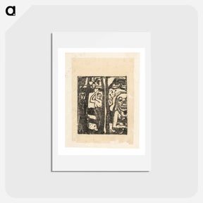 アートポストカード-Woman Picking Fruit and Oviri - ポール ゴーギャン Postcard.