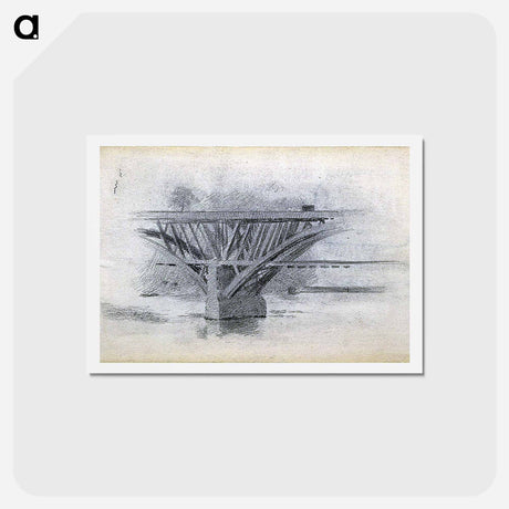 アートポストカード-Drawing Of Girard Avenue Bridge - トーマス エイキンズ Postcard.