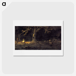 アートポストカード-Campfire, Yosemite Valley - アルバート ビアスタット Postcard.