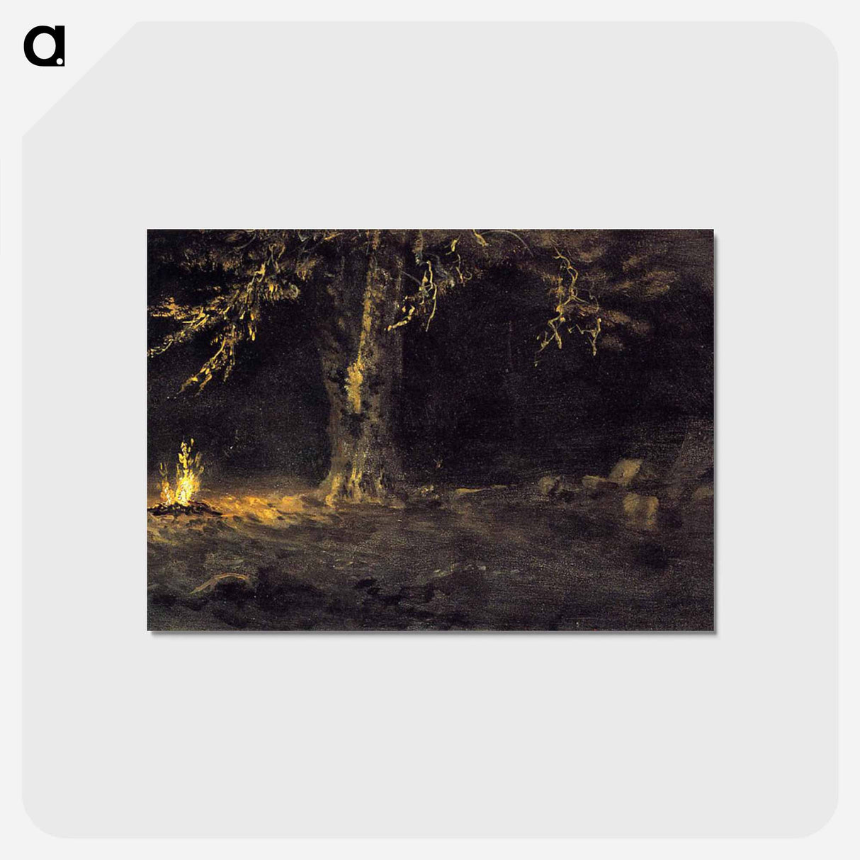 アートポストカード-Campfire, Yosemite Valley - アルバート ビアスタット Postcard.