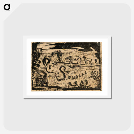 アートポストカード-Man Carrying Bananas Followed by Two Horses - ポール ゴーギャン Postcard.