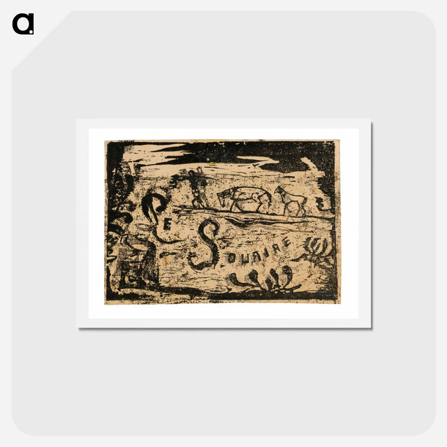 アートポストカード-Man Carrying Bananas Followed by Two Horses - ポール ゴーギャン Postcard.