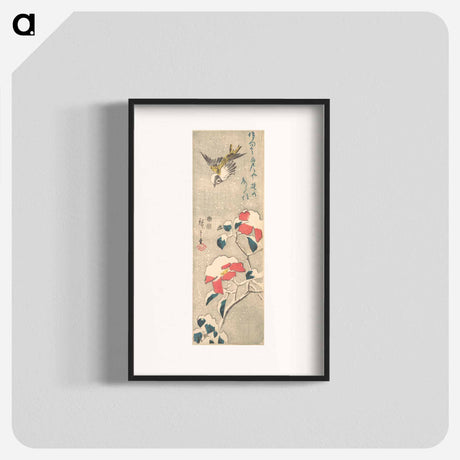 アートポスター-Camellia and Sparrows in Snow
 - 歌川 広重 Poster.