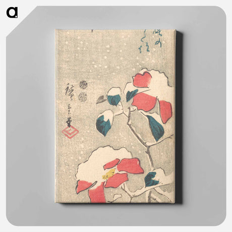 アートパネル-Camellia and Sparrows in Snow
 - 歌川 広重 Canvas.