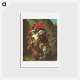 アートポストカード-Arab Horseman Attacked by Lion - ウジェーヌ ドラクロワ Postcard.