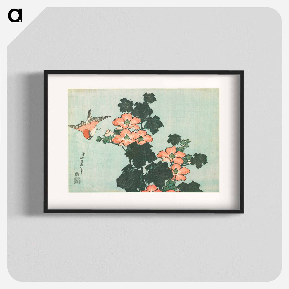 Hibiscus and Sparrow - Katsushika Hokusai Poster.